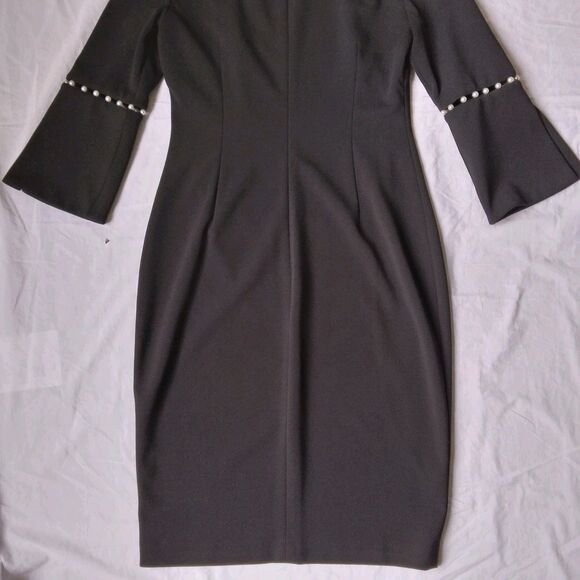 Calvin Klein Pearl-Trim Sheath Dress Knee Length Classic Party Womens 4 - Picture 12 of 12